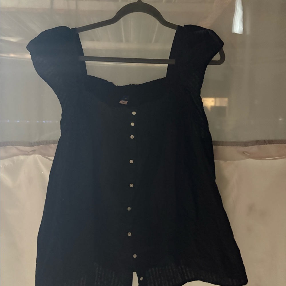 Old Navy Dark Blouse with Button Detail